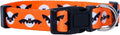 Native Pup Halloween Dog Collar- Spooky Fall Themed Horror Costume Collars- Skull, Pumpkin, Ghost, Bat, Witch, Candy Corn, Spider- Adjustable for Small, Medium, Large Breeds (Small, Bats and Moon)