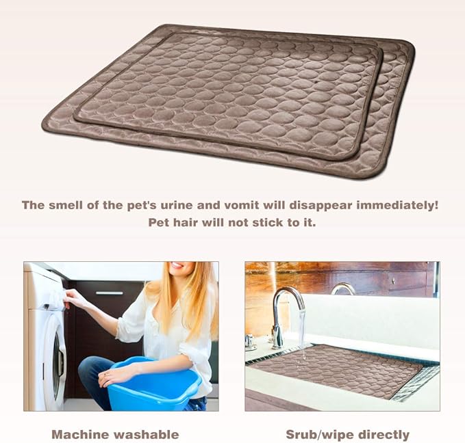 Washable Dog Cooling Mat - Ice Silk Pet Self Cooling Pad Blanket for Indoor & Outdoor Car Seats