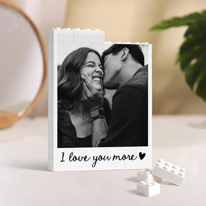 NAZENTI Custom Couple Photo Building Blocks gifts for Him Her, Puzzle Building Blocks Gifts for Valentines Birthday, Couple Gift, Custom Home Decor with Photo for Couples, Puzzle Gift For Husband