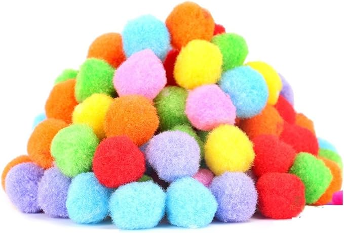 PET SHOW 100pcs 1.5"/3.8cm Cat Toy Balls Bulk Soft Kitten Pompon Toys Indoor Cats Interactive Playing Quiet Ball Cats Favorite Toy Assorted 10 Colors