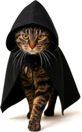 Black Cat Cloak with Hood for Indoor Cats, Funny Superhero Cosplay Halloween Costume for Pets, Cute Cape for Party Photos and Dress-Up – Big/Middle Size (Black)