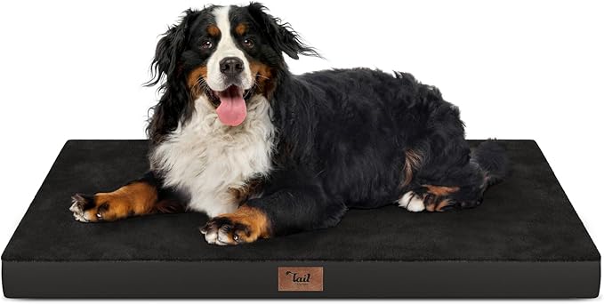 Orthopedic Dog Crate Bed for Extra Large Dogs, XXL Waterproof Comfort Pet Bed with Egg Crate Foam 47x29 Inch, Removable Oxford Cover, Black