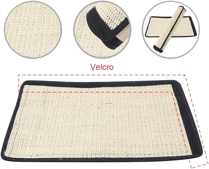 Cat Scratcher Mat with Interactive Mouse Toy, Cat Scratching Post Natural Sisal Table Leg Scratch Wrap Cat Grinding Claws Scratching Post Replacement Flexible Installation
