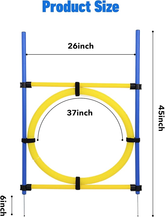 Pet Prime Dog Agility Training Equipment for Dog Obstacle Course Backyard Height Adjustable Jumper Ring Portable Dogs Park Exercise Tool