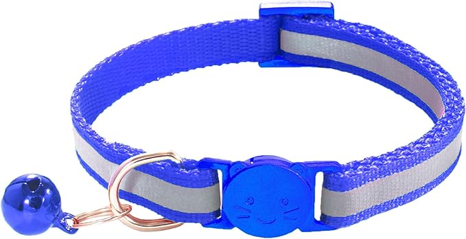 2 Pack Breakaway Cat Collars with Bells, Reflective Design and Claw Print Design, Safety Buckle Kitten Collars Adjustable from 7.5 to 12.5 Inches (Navy Blue)