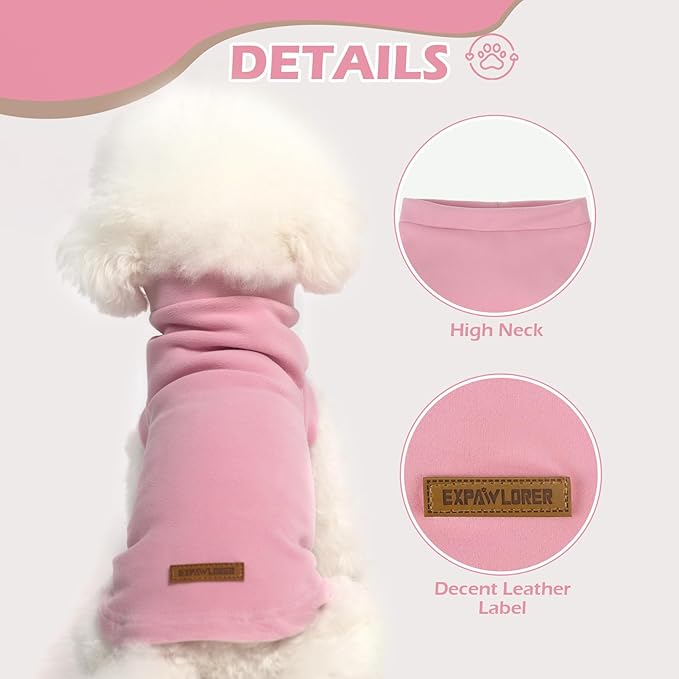 EXPAWLORER Soft Cat Sweater - Sweaters for Cats Only Warm Kitten Clothes, Fall and Winter Pet Coat Pullover Design, Fleece Sweatshirt Clothing Also for Puppy Small Dogs, Pink Large