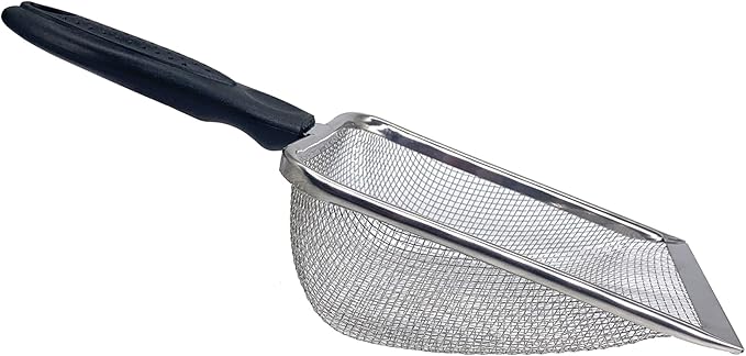 Falltail Stainless Steel Reptile Sand Substrate Scoop Shovel Sifter Fine Mesh Metal Reptile Litter Cleaner Scooper for Sand Bedding