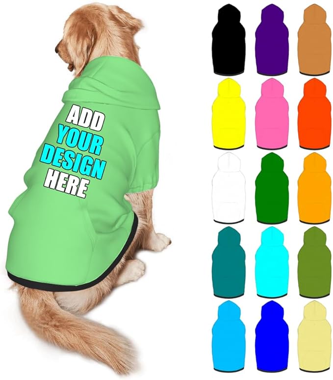 Custom Dog Clothes with Photo Name Logo Personalized Dog Sweaters for Small Medium Large Dogs Breathable Warm, LightGreen, L