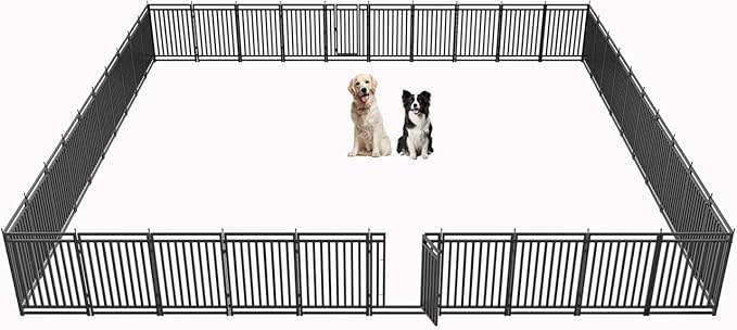Dog Playpen Dog Fence Outdoor for Yard 47" H with 40 Panels Sturdy Portable Puppy Playpen for Indoor Outdoor RV Camping Use - Black Silver