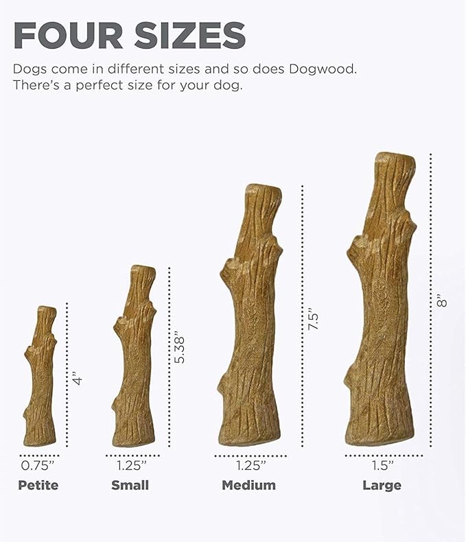 Pupstages Dogwood Dog Chew Toy – Real-Wood Blend, Natural Flavor & Texture, Moderate Chewers, Small, 5.4"