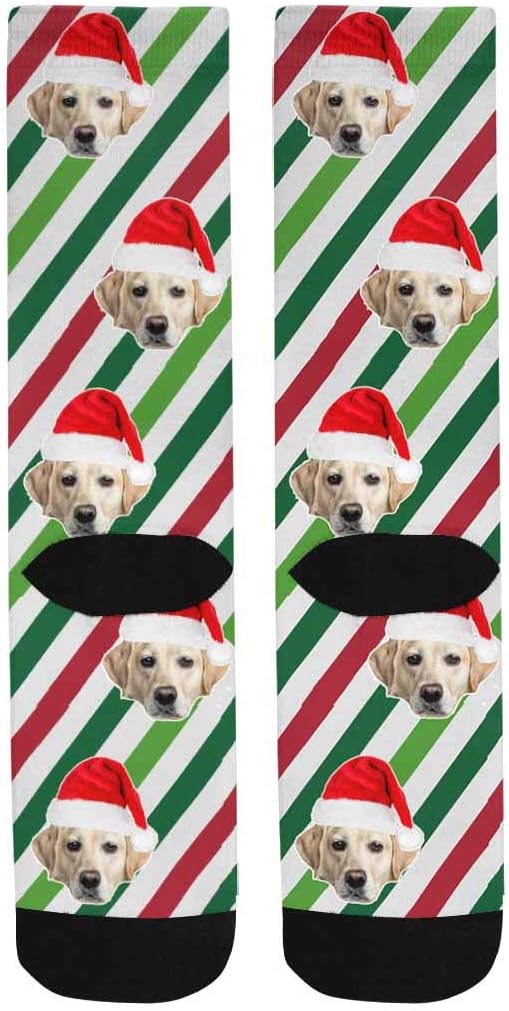 Custom Face Socks, Personalized Dog Lover Pet Photo Picture on Socks Unisex Athletic Crew Socks for Men Women