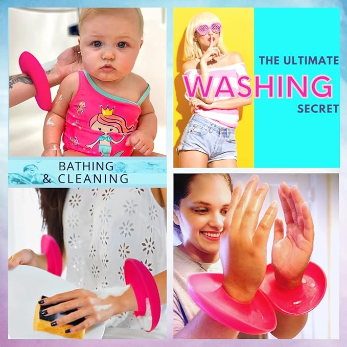 BaR-K Patented Drip Catcher Cuffs - Stops Soap & Water from Running Down Arms While Washing Face, Stay Dry and Clean - Face Wash Wristbands for Spa, Pink Set of 2