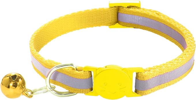 3 Pack Reflective and Breakaway Cat Collars with Bells，Adjustable Kitten Collars from 7.5 to 12.5 Inches, Ideal of Kitten Collar, Suitable for Girls and Boys (Yellow)