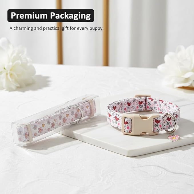 Dog Collars for Extra Small & Small Dogs, XS Dog Collar with Cute Ice Cream Print, Spring Summer Adjustable Puppy Collar with Adorable Charm and Quick Release Buckle, XS