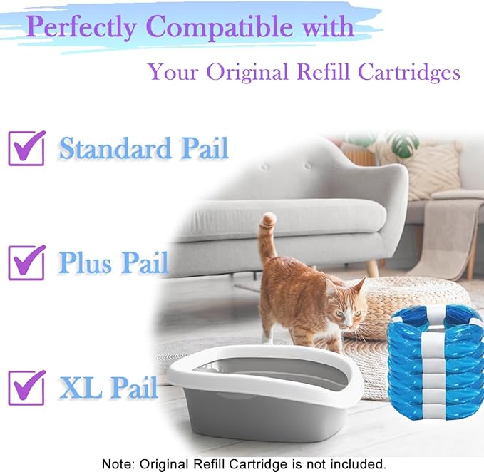 Cat Litter Refill Bags (9-Pack) Litter Refills Generic Compatible with Your Standard, Plus, XL and XL+ Pails Refill Cartridge