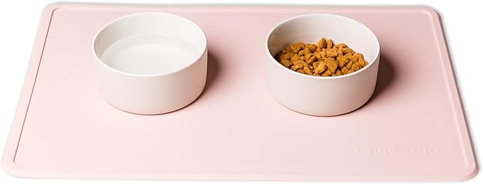 Remy+Roo Peony Silicone Dog Food Mat for Pet Bowl | 100% Waterproof | Non-Slip | Dishwasher Safe