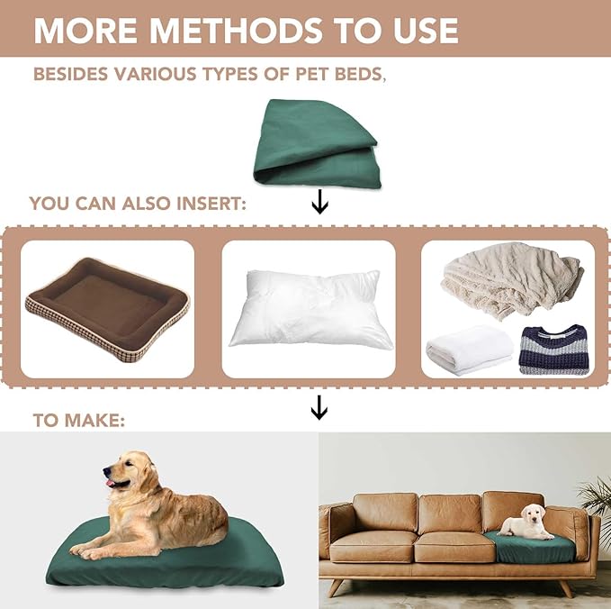 Dog Bed Cover Waterproof Replacement Machine Washable Covers for 47x29 Inch Dog Bed Heavy Duty Scratch Resistant Mattress Protector Pet Bed Cover Only Dark Green