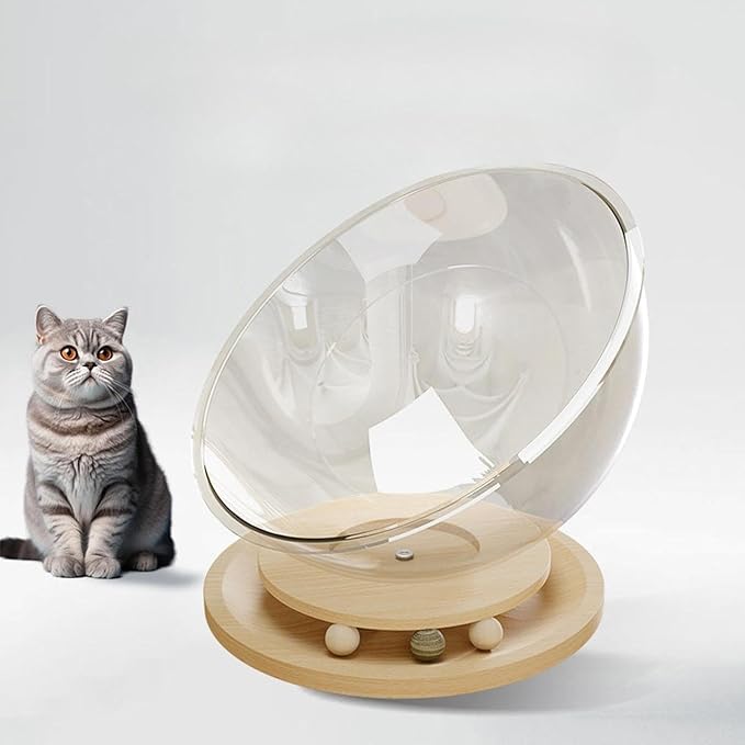 Space Capsule Cat Bed, Pet Furniture, Easy Cleaning, Universal Small Pets Activity Centre Bed Toy, Sleeping Nest for Cats, Solid Wood XL