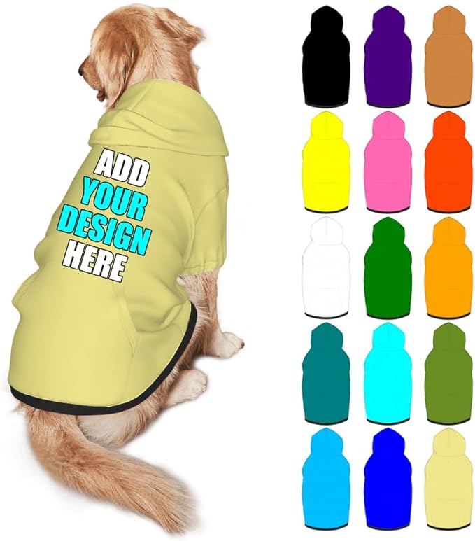 Customized Dog Hoodie with Name Logo Personalized Text Soft & Warm for Puppy Sweatshirt Hooded for Small Medium Large Dogs Girl/Boy Cats/Kitten, Khaki, M
