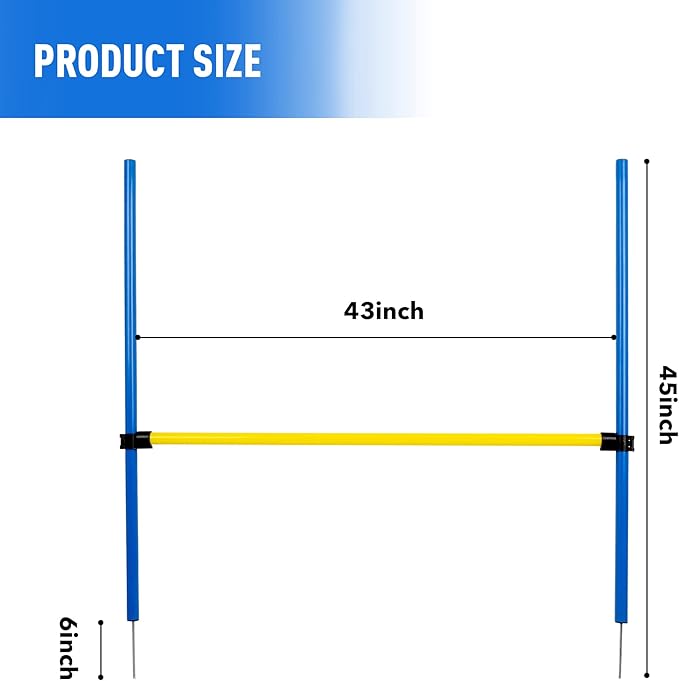 Pet Prime Dog Agility Training Equipment for Dog Obstacle Course Backyard Height Adjustable Jumper Hurdle Bar Portable Dogs Park Exercise Tool