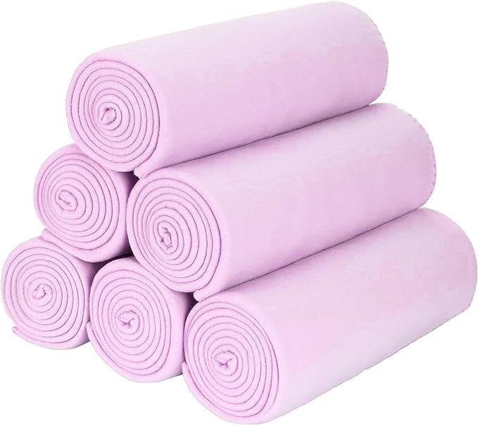 Fleece Throw Blankets Bulk Fleece Blankets Solid Wholesale Lightweight Warm Soft for Pet Bed Sofa Couch Office Wedding Gifts Travel Seasons Lilac 50x60 Inches Pack of 6