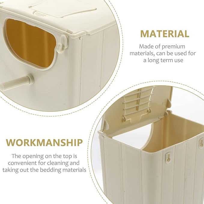 TEHAUX Parrot Breeding Box 5.1X3.9X5.1In Plastic Nesting Box Cage Mounted Bird House for Cockatiel Budgie Finch Conure with Hinged Cover Easy Clean