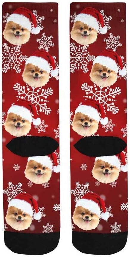 Custom Face Socks, Personalized Dog Lover Pet Photo Picture on Socks Unisex Athletic Crew Socks for Men Women