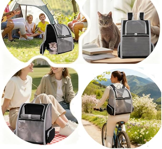Cat Backpack Dog Backpack Carrier for Small Dogs and Medium Cat up to 15lbs, Travel Pet Carrier for Puppy Kitten Bunny, Cat Dog Carrying Backpack Collapsible (Black)