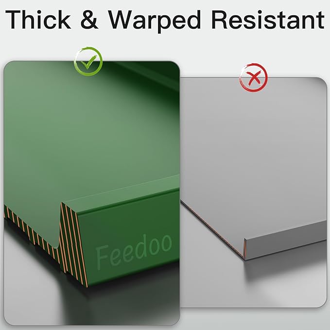 Pet Feeding Mat [Warped Resistant Raised Edge], Water-Proof Silicone Placement for Food Water Bowls, Anti-Slip Base Protect Floor, BPA-Free&Dishwasher-Safe [28.5x16.5inch XL, Green]