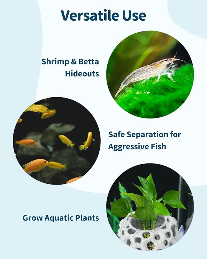 Uniclife Shrimp Cave, Shrimp Hides for Aquarium, Realistic Plastic Aquarium Coral Rock Decorations with Suction Cup, Betta Hideout Tank Accessories for Fish Tank Decor, Hiding & Resting