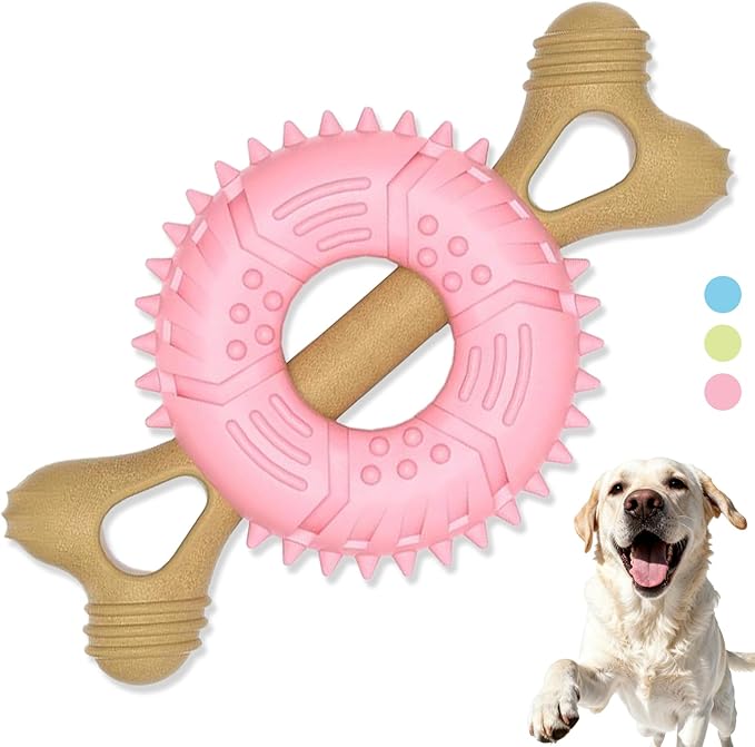 Dog Chew Toys, Indestructible Dog Toys for Aggressive Chewers - Small & Medium Breed, Durable Rubber Chew Bone Toy for Small Dogs, Tough Tire Dog Toy, Puppy toys for Teething, Anxiety & to Keep Busy