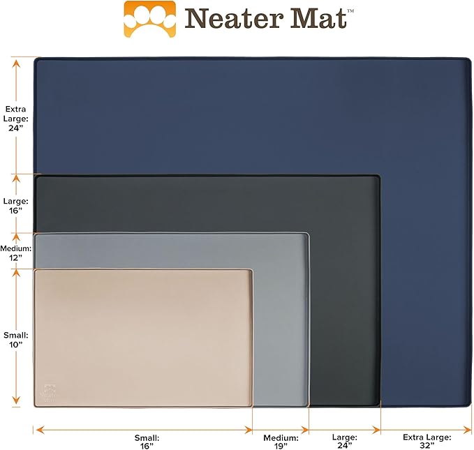 Neater Pet Brands Neater Mat Pet Mats for Food and Water, Cat & Dog Bowl Mat Waterproof Silicone, Feeding Tray, Dog Food Mats for Floors, Placemat w/Raised Edge for Under Bowls, 24” x 16”, Aquamarine