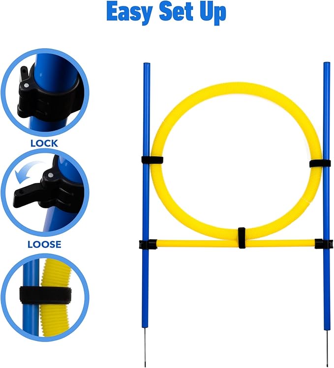 Pet Prime Dog Agility Training Equipment for Dog Obstacle Course Backyard Height Adjustable Jumper Ring Portable Dogs Park Exercise Tool