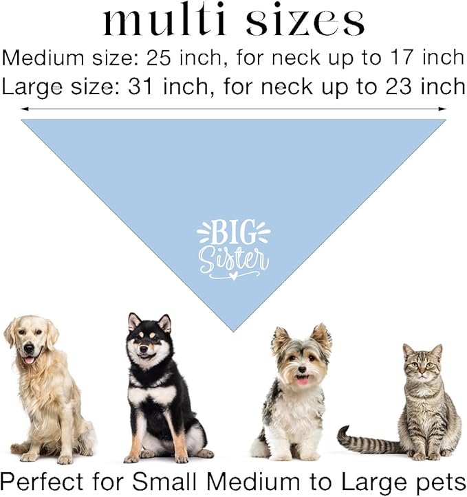 Big Sister Dog Bandanas, Light Blue Pet Scarf Accessories, Pet Triangle Scarf, Dog Bandana for Large Dogs, Baby Announcement Dogs Bandana (L)