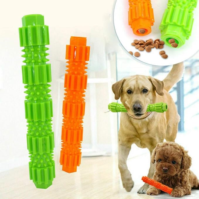 oAtm0eBcl Pet Dog Chew Toy, TPR Rubber Stick Puppy Chewy Toy for Aggressive Chewer, Teeth Cleaning & Slowing Feeding Toy for Dogs Orange S
