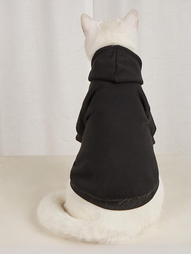 QWINEE Basic Dog Hoodie Sweatshirt Puppy Sweater Warm Cat Costumes Pet Clothes for Chihuahua Puppy Kitten Small Medium Dogs Black Green and Grey Large