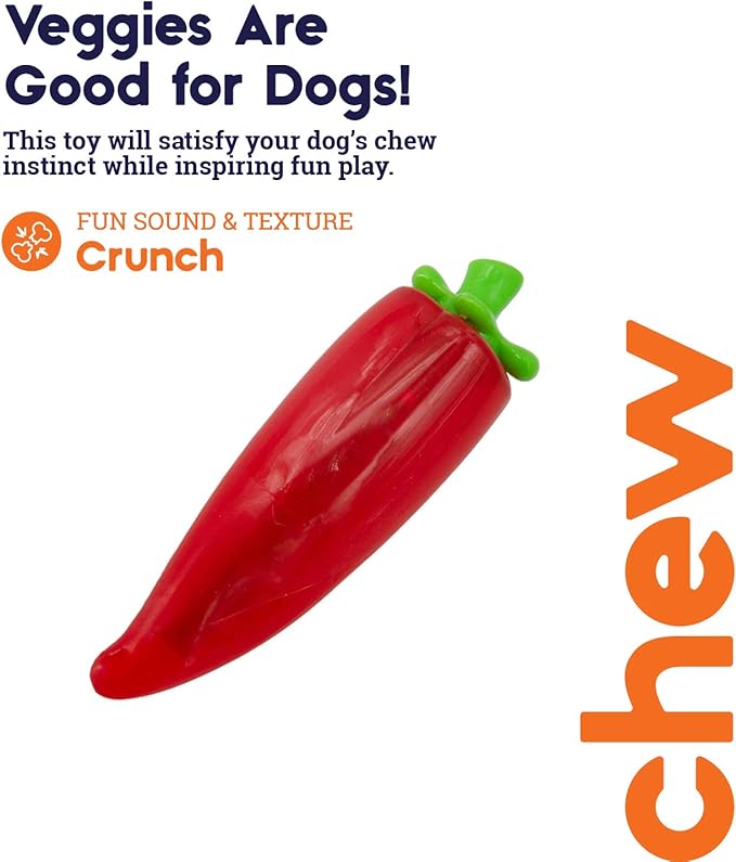 Petstages Crunch Veggies Pepper Dog Chew Toy, Medium