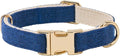 Soft Cotton Hemp Dog Collar with Metal Buckle Adjustable Tweed Dog Collars for Small Medium Large Dogs(Royal Blue,Medium)