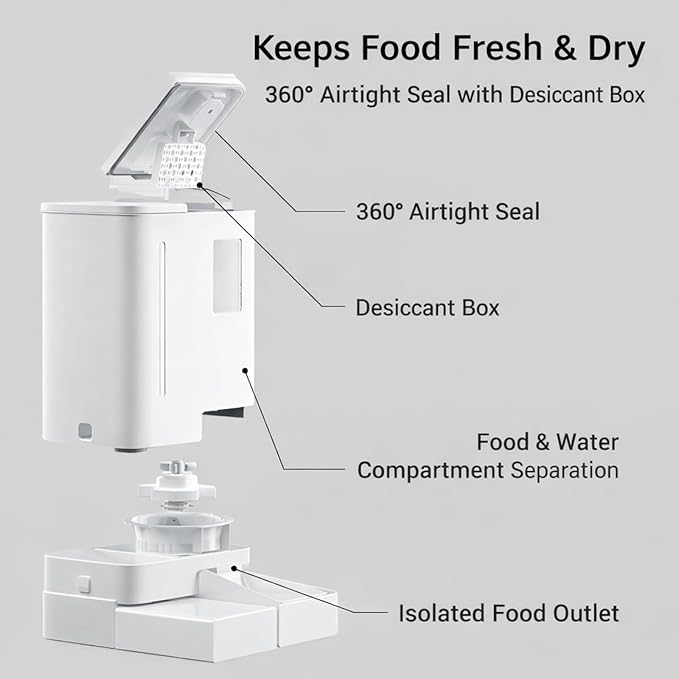 Waithem Wi-Fi Automatic Pet Feeder and Waterer for Cats&Dogs, 2-in-1 Set 5L Large Capacity for 2 Weeks, Intuitive App Operation, 2 Way Power Supply, Detachable for Cleaning