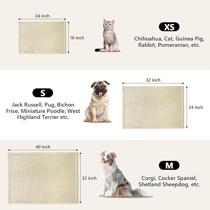 furrybaby 1 Pack 2 Puppy Blankets for Medium Dogs Super Soft Premium Sherpa Pet Dog Blankets for Cat Bed Couch Car and Indoor Washable Fleece(32"x40", Beige&Beige)