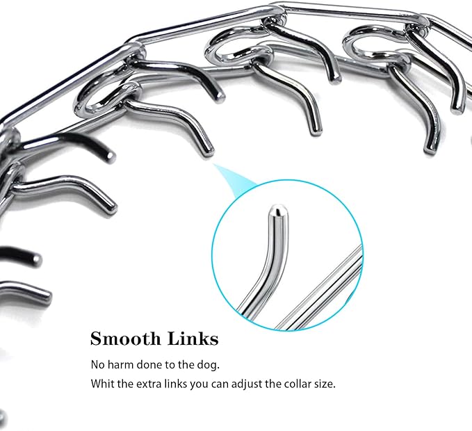 Prong Pinch Collar for Dogs with Quick Release Buckle, Adjustable Training Collar for Small Medium Large Dogs, Helps Prevent Dog from Pulling (3.0mm, Neck Size 19"-21"), Silver