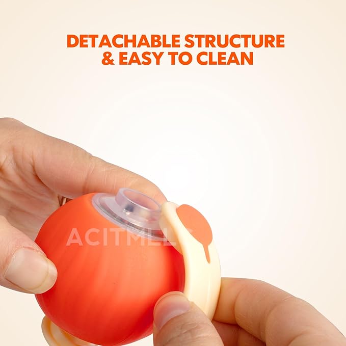 Interactive Cat & Dog Toy Ball, Automatic Moving/Jumping/Bouncing, Smart Pet Chase Ball with Feather Tail, Electric Rechargeable Enrichment Toys for Indoor Bored Cats & Small Dogs (Orange)
