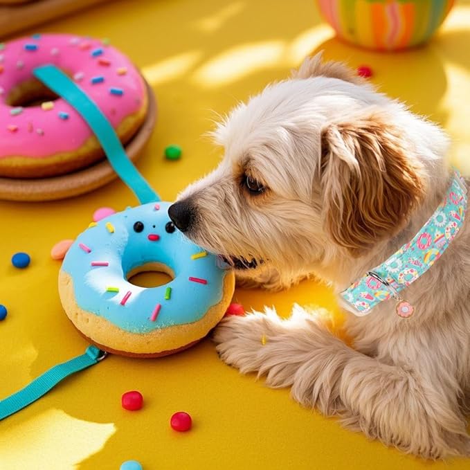 Adjustable Summer Dog Collar, Cute Mint Dessert Dog Collars for Medium Dogs, Lightweight Quick-Release Buckle Collar for Boy&Girl Dogs M