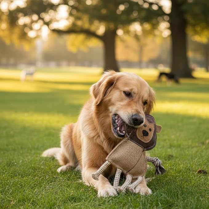 Natural Jute Dog Chew Toy – Lion Shape, Tough & Durable Puppy Teething Toy, Safe Eco-Friendly Chew, Interactive Training & Play Toy for Small, Medium & Large Dogs