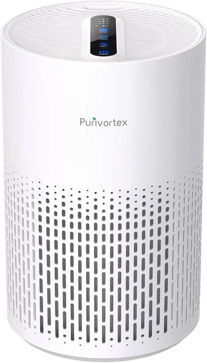 Purivortex Air Purifiers for Home, Quiet HEPA Air Filter for Pollen, Smoke, Dust, Pet Dander, Odor, Hair, Covers Up to 880 Sq Ft, PX500 White