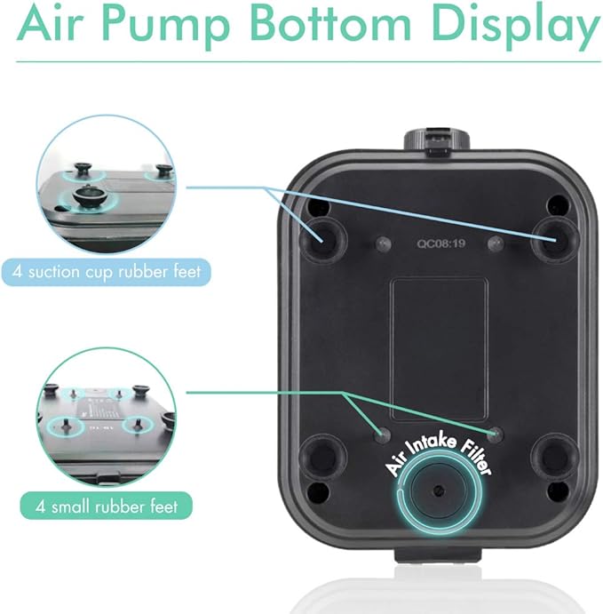 hygger Quiet <30dB Aquarium Air Pump, Adjustable Low Decibel Oxygen Fish Tank Pump 2 Air Outlets Ultra Silent Powerful Aerator Pump with Accessories Max 80GPH/160GPH/255GPH(10W, Up to 600Gallon)