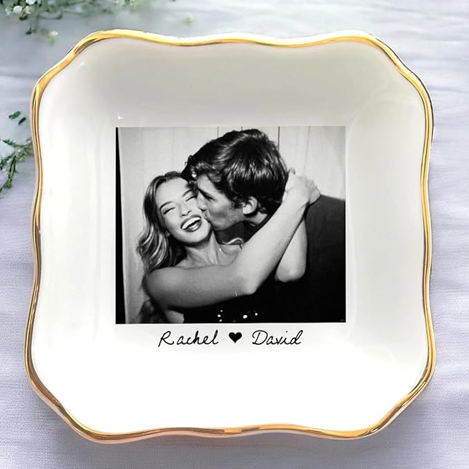 Custom Photo Ring Dish, Personalized Couple Portrait Picture Trinket Tray, Engagement Ring Dish, Wedding Jewelry Tray Keepsake Valentines Gift for Her Him Wife Husband