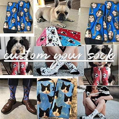 Custom Face Socks, Personalized Dog Lover Pet Photo Picture on Socks Unisex Athletic Crew Socks for Men Women