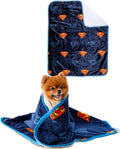 Franco Pet Superman DC Comics Super Soft Cozy Waterproof Sherpa-Backed Blanket Throw for Small Dogs, Couch/Bed/Car, 30x40 (Officially Licensed Product)