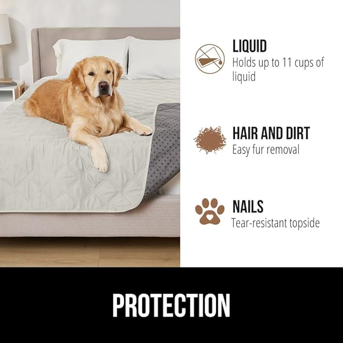 GORILLA GRIP Waterproof Couch Cover for Dogs, Gripped Slip Resistant Backing, Leak Proof Washable Dog Blanket Covers Sofa, Bed, Sectional, Crate, Car, RV Seats, Pet Puppy Essentials, 50x40 Light Taupe
